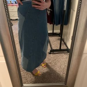 ‼️Vintage‼️ Long patched jean skirt